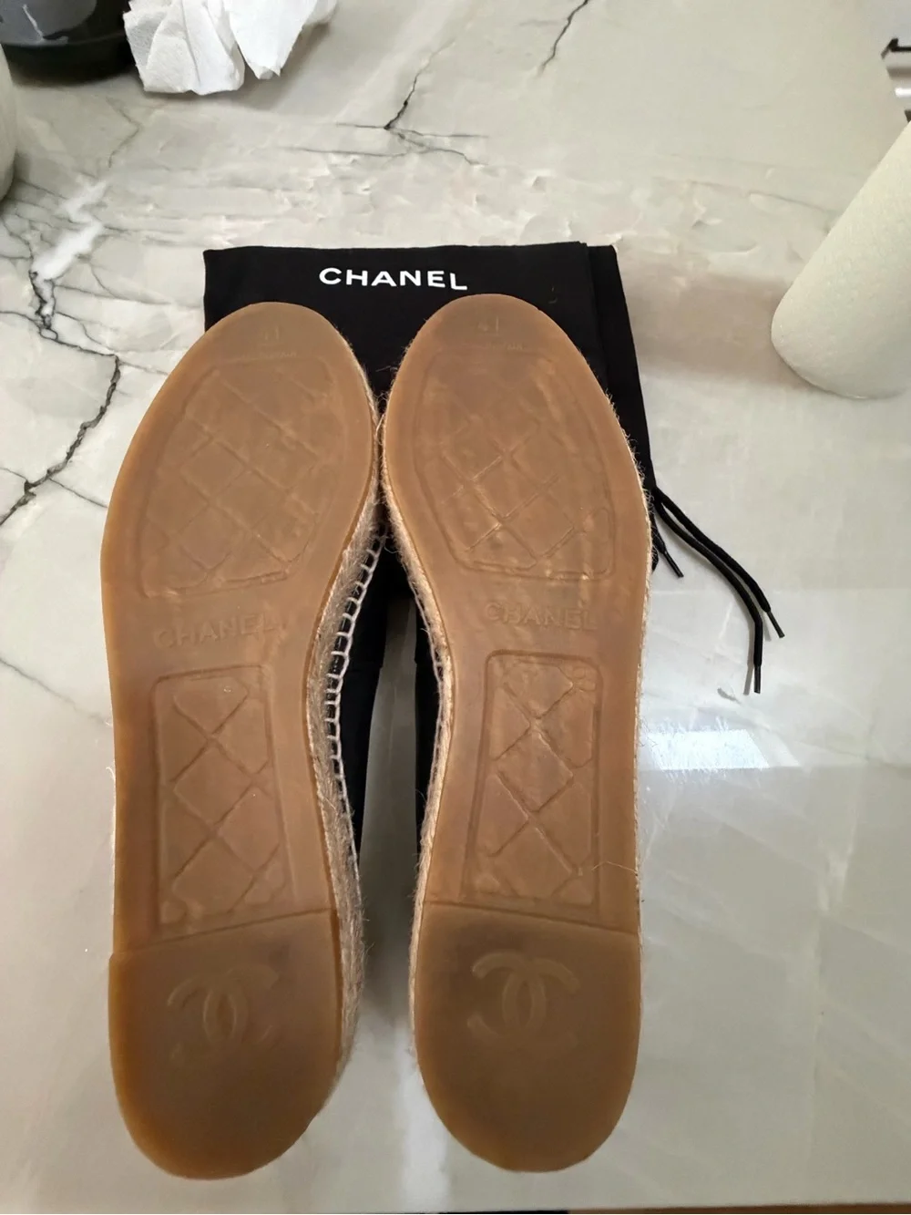 Chanel Black Lambskin Espadrilles